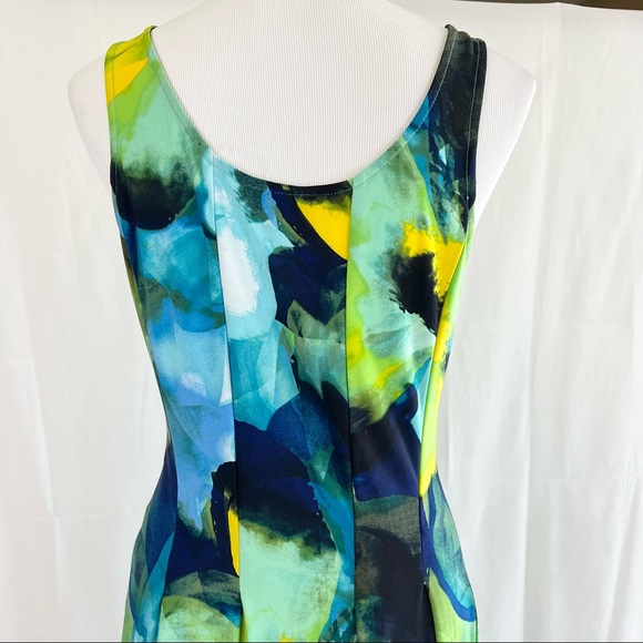 NWT! Glamour Green/Blue/Yellow Maxi Dress Sz 6P - Picture 8 of 10